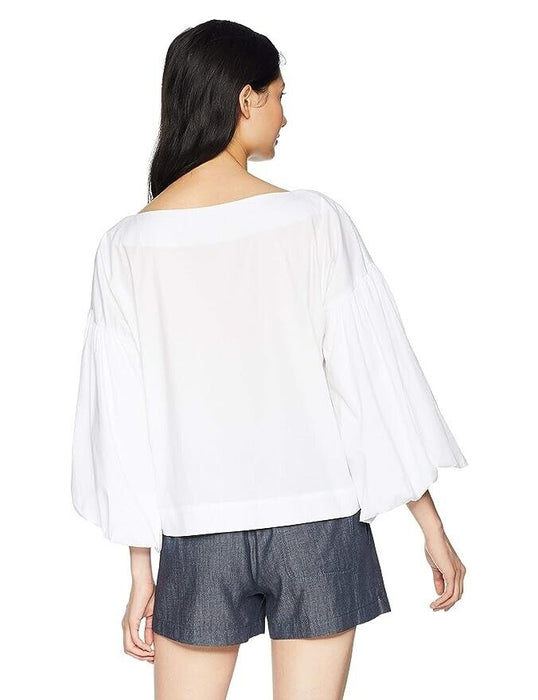 BCBGMAXAZRIA Women's Long Bell Sleeve Cotton Top size M $208 in white