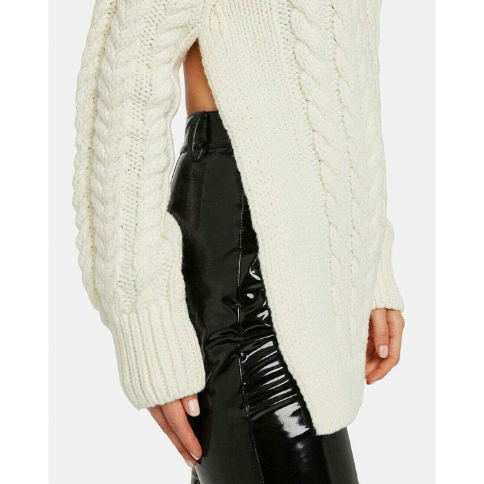 TIBI Women's Cable Knit Open Back Turtleneck Sweater In Cream Size XS/S $1150