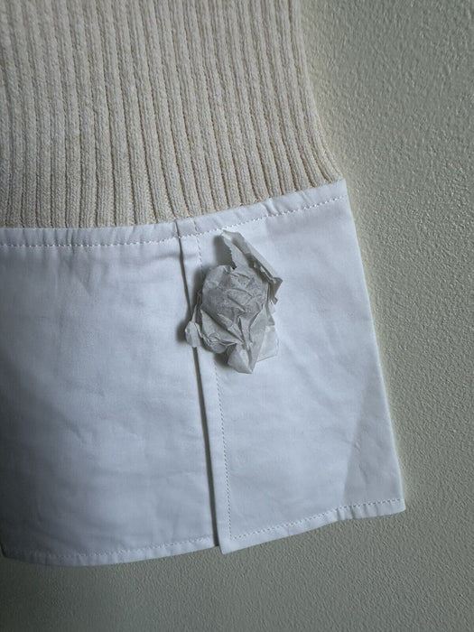 GANNI $445 Knit button Shirt Crystal embellished in Vanilla Ice size L