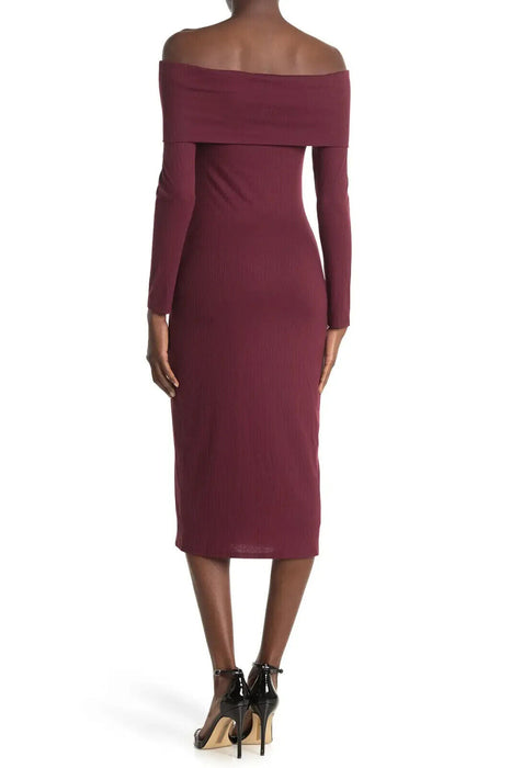 AFRM Azani Off-The-Shoulder Bodycon Dress Burgundy Size S