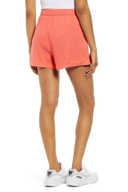 BP. Short en lin mélangé à ourlet à revers en corail brillant orange taille XS