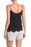 Elodie Eyelet Crochet Button Front Cotton Camisole Top In Black Size M