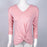 Poof NY women's Pastel Pink V-neck Twist Front  3/4 Sleeve Sweater size M $44