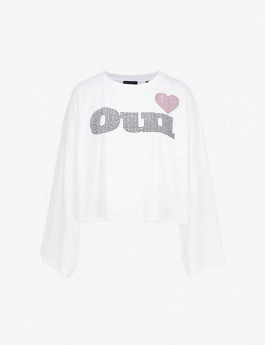 The Kooples Long-Sleeve Cotton Tee Jersey And Oui In White Size 2 M