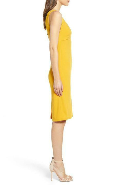 All In Favor Ribbed Bodycon Dress In Golden Yellow Size M Made In USA $88