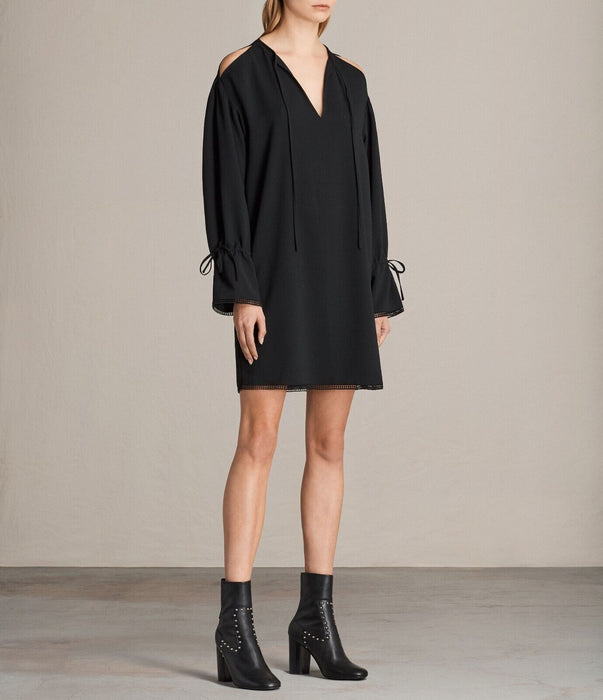 All Saints Aster Short Dress In New Black Size S