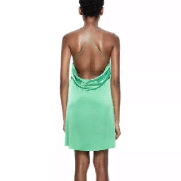Alice + Olivia Women's Azitara Low Back Satin Mini Dress In Jade Size 10 $295
