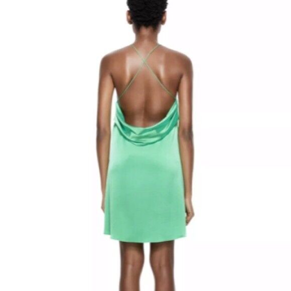 Alice + Olivia Women's Azitara Low Back Satin Mini Dress In Jade Size 10 $295