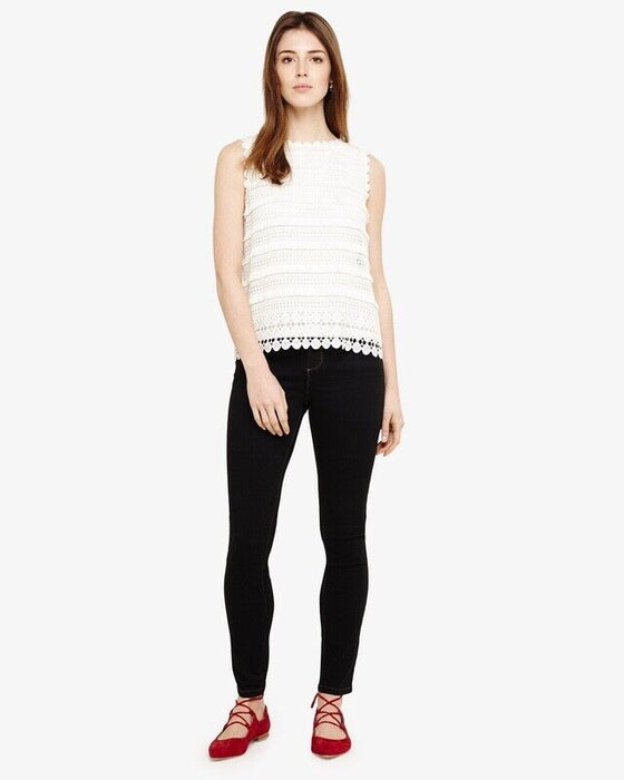 Phase Eight Women's Lace Sleeveless Crew Neck Top In Ivory Size 8 US 12UK