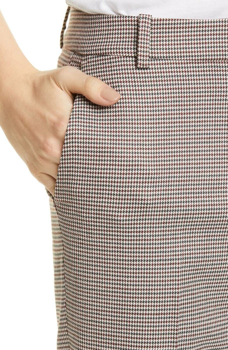 Nordstrom Signature Women's Slim Leg Capri Pants Brown Houndstooth Size 16 $200