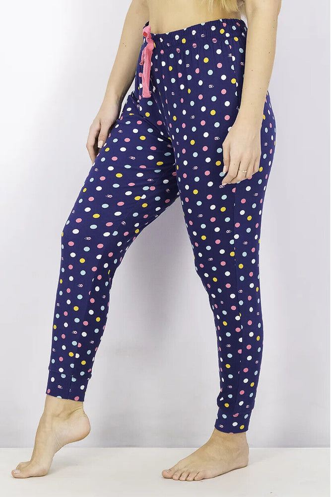 Jaclyn Intimates Women Polka Dots Drawstring Pyjama Pants Navy Size S