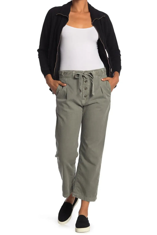 NSF Clothing Keiko Tie Waist Crop Pleated Pants In Pigment Cargo Size 27 $250