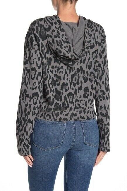 WOMENS  SOCIALITE CASUAL LONG SLEEVE PULLOVER  ANIMAL PRINT HOODIE L