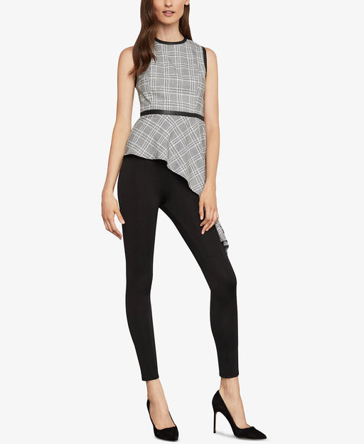 BCBGMAXAZRIA Women's Asymmetrical Top In Black White Plaid Size L $228