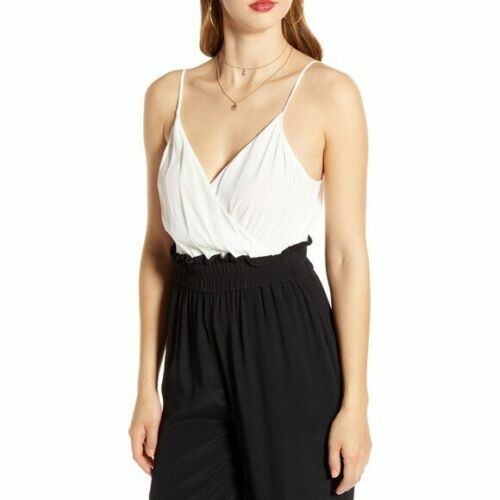 LEITH Surplice Paperboy Black white combo sleeveless Jumpsuit plus size 4X $69