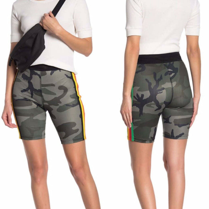 Pam & Gela Excel Rainbow Biker Shorts In Clay Camo Size S
