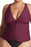 Nicole Miller Sleeveless Front Tie Swim Top Purple Plus Size 2X