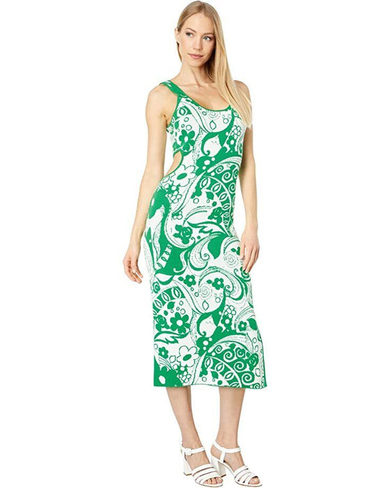 WAYF '98 Double Take Cutout Knit Tank Dress In Green Kelly Swirl Size S WAYF '98 Double Take Cutout Knit Tank Dress In Green Kelly Swirl Size S
