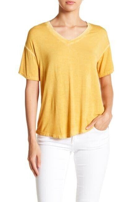 Abound Washed V-Neck High/Low T-Shirt In Yellow Size S
