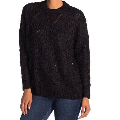 RXB Women's Sweater Acrylic Cable Knit Pullover In Black Size M