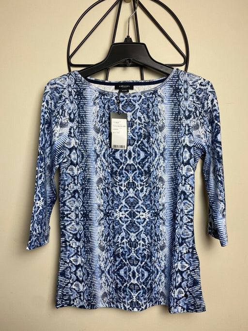 Olsen Europe Cotton 3/4 Sleeve Snake Print Tee In Blue Size M 10 139$
