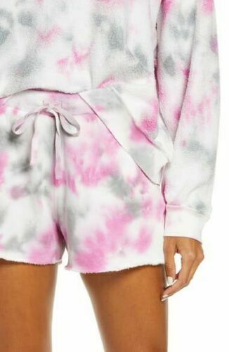 Free People Kelly Washed Sweatshirt And Shorts Set In Tie Dye Pink Size L