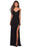 La Femme Cross Back Satin Jersey Trumpet Gown  28206 Black Size 6 $239