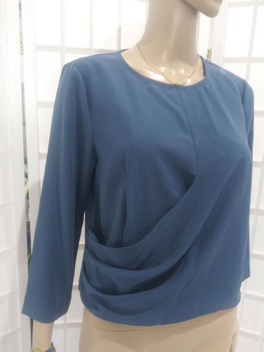 Code X Mode Drape 2/3 Sleeve Blouse In Teal Size L NWT
