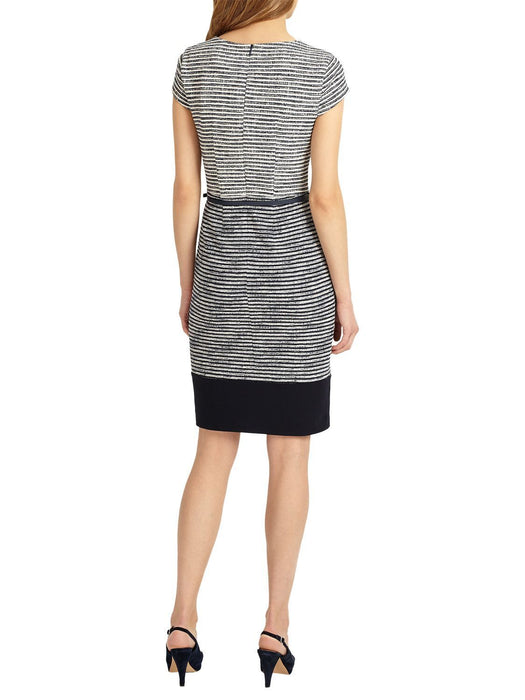 Phase Eight Clare Colour Block Tweed Dress Navy/White Size 12 US (16UK)