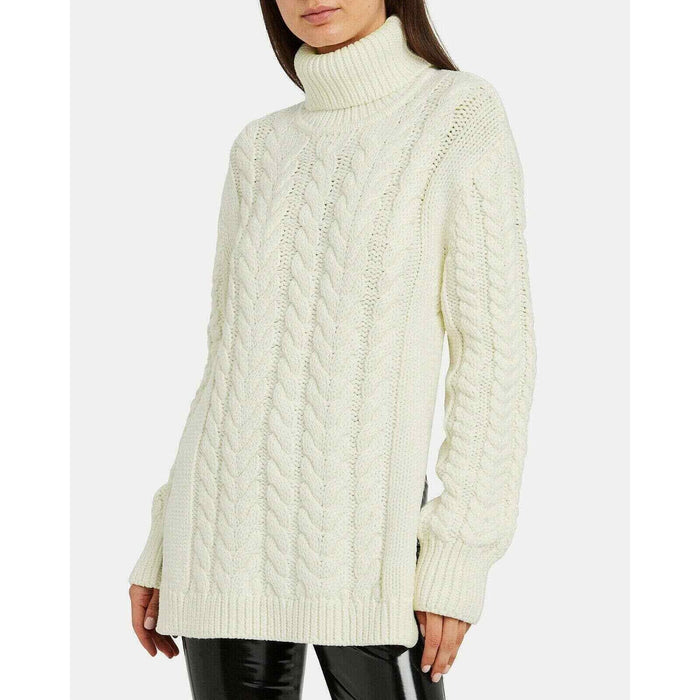 TIBI Women's Cable Knit Open Back Turtleneck Sweater In Cream Size XS/S $1150