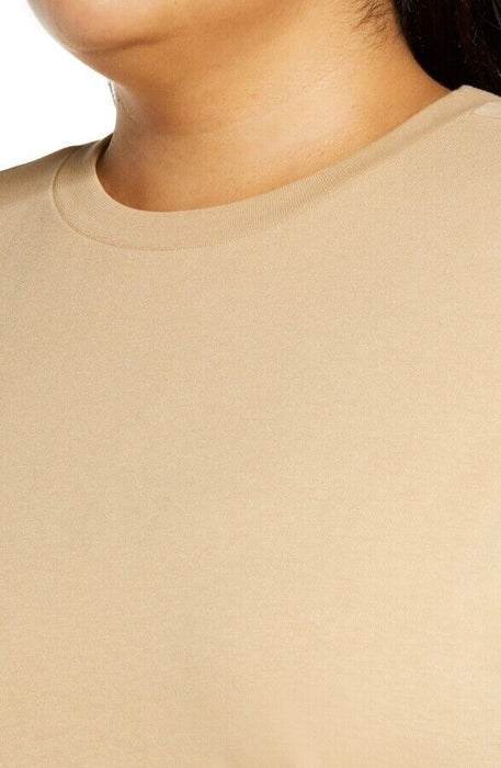 BP. Cool Girl Crop Short Sleeve T-Shirt Top In Beige Nougat Plus Size 3X