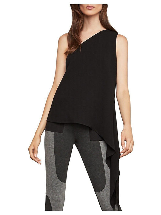 BCBGMAXAZRIA Cerise One Shoulder Asymmetrical Top In Black Size XXS $158