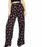 Wayf Women's Wide Leg Pants Lined Elastic Waist Flowy Black Pink Floral Size M