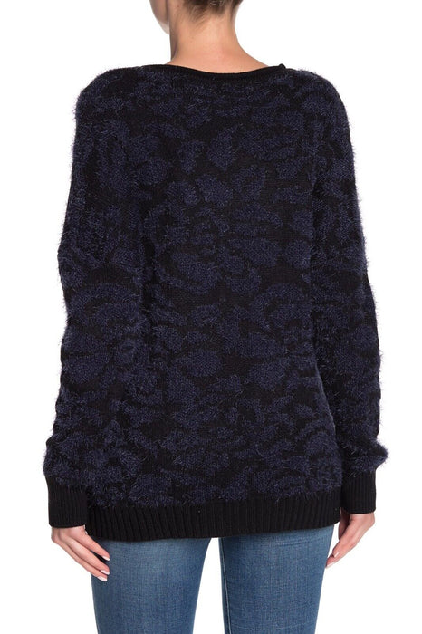 14th & Union Nordstrom Fuzzy Jacquard Knit Sweater Hi Low Size S