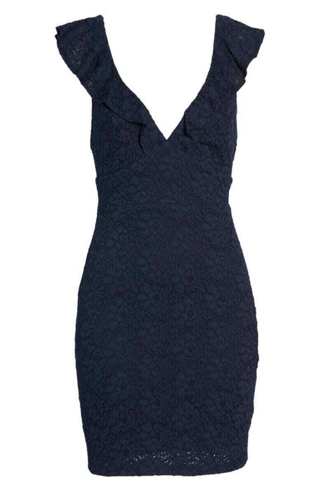 Lulu's Ruffle Mini Lace Dress Women's L Navy Sleeveless Wide Strap $79 fits as M