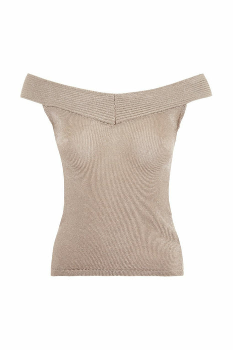 TOPSHOP Off the Shoulder metallic sleeveless sweater Top Size petite 4