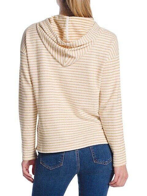Women's Chaps Striped Drawstring Kangaroo Pocket Long Sleeve  Hoodie Sz M golden