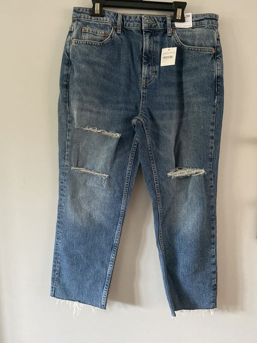 Topshop Sofia Ripped Straight Leg Jeans Blue Size 32/30