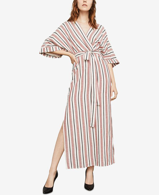 BCBGMAXAZRIA Faux Wrap Maxi Dress In Tandoori Spice Multi Stripe Size XS