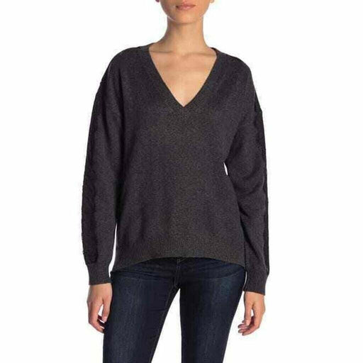 NWT 14th & Union Women's Grey Lace Trim V-Neck Sweater size XL