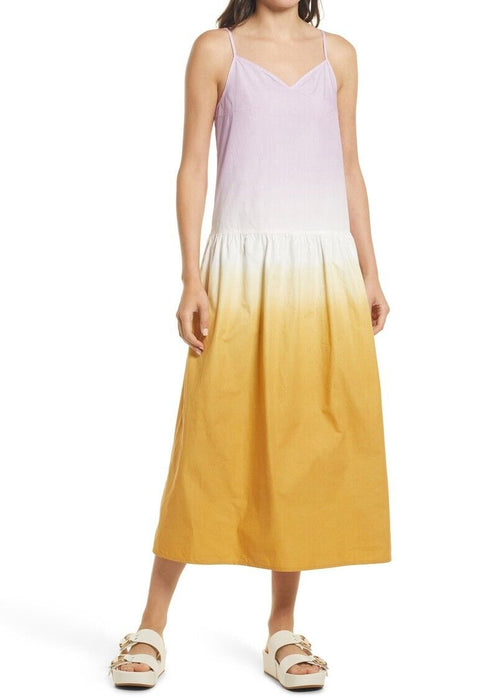 AllSaints Caro Dipdye Lilac Camel Midi Dress Women's Size 6 US $215