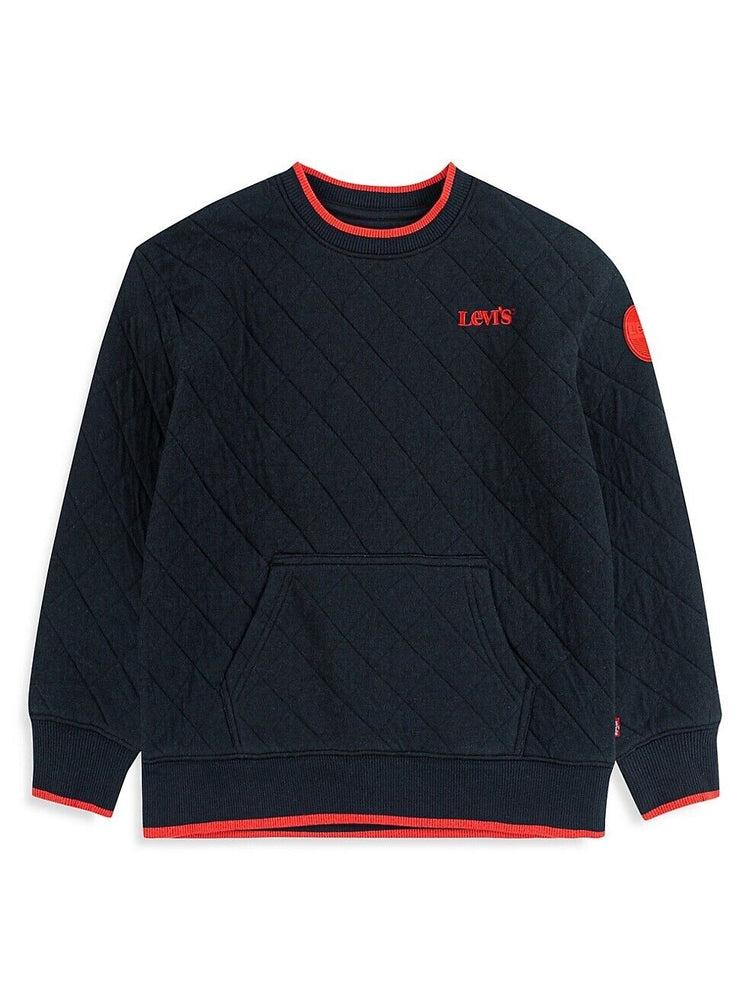 Levi's Youth Quilted Crewneck Sweatshirt In Black/Red Size XL 13-15 Years