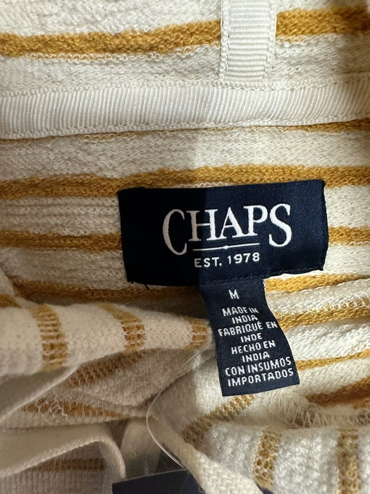 Women's Chaps Striped Drawstring Kangaroo Pocket Long Sleeve  Hoodie Sz M golden
