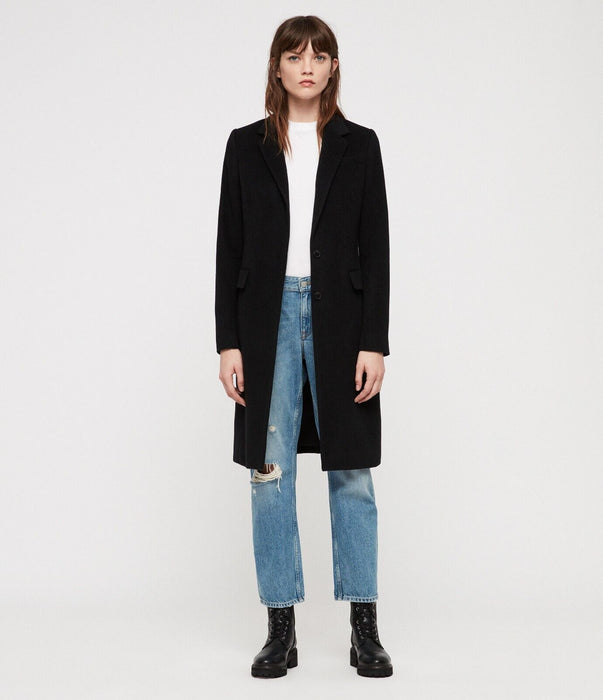 All Saints Women's Indra Wool Coat In Black Size 4US 8UK $650 fits like XS