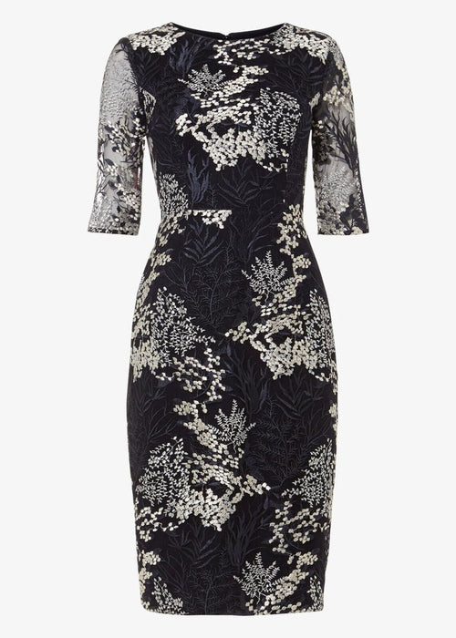 Phase Eight Women's Lace Fern Embroidered Dress Navy Floral Size 8US (12UK) $349