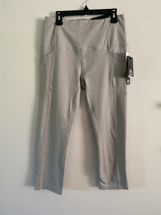 RBX Active Power Hold Athletic Capri Length Leggings W/Pockets Light Grey Size M