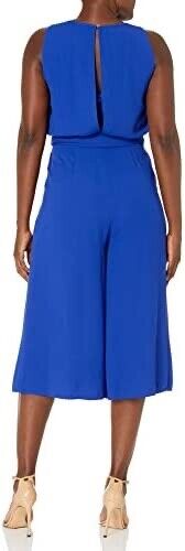 Vince Camuto Belted Crop Blouson Crepe Jumpsuit In Royal Blue Size 4