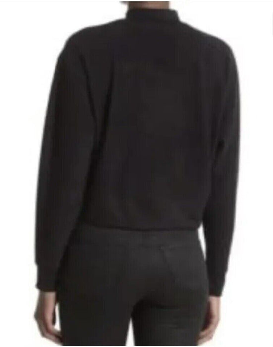 Abound Women's Mock Neck Long Sleeve Fleece Pullover in black size L