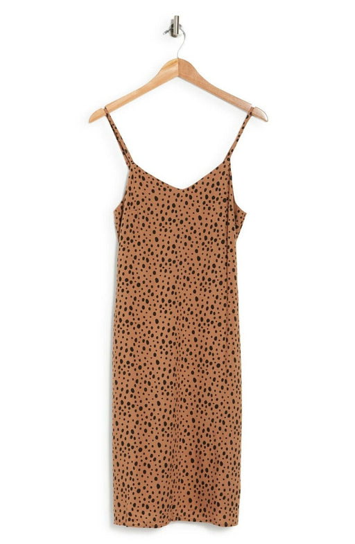 ABOUND V-Neck Slip Dress In Tan Leopard size S