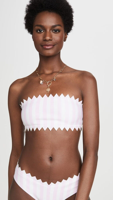 Onia Wilma Bandeau Bikini Top And Bottoms Stripe Blue Bell Size Small